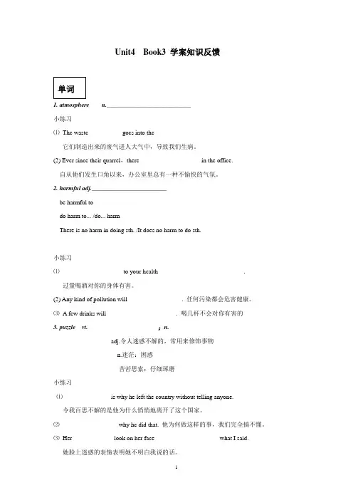 Unit4  Book3 学案知识反馈