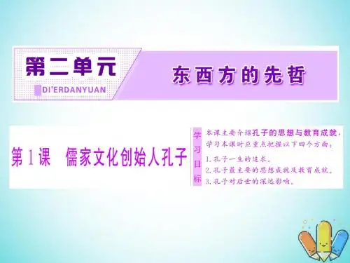 高中历史第二单元东西方的先哲第1课儒家文化创始人孔子课件新人教版选修4