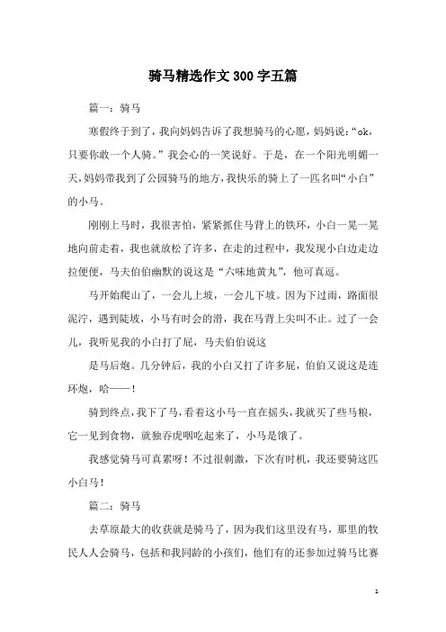 骑马精选作文300字五篇