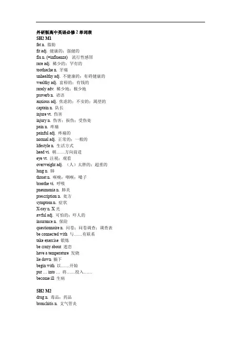 外研版高中英语必修2单词表完整版完整版.doc