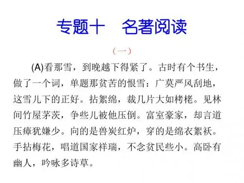 九年级语文上册(人教版)课件：专题十 名著阅读 (共39张PPT)