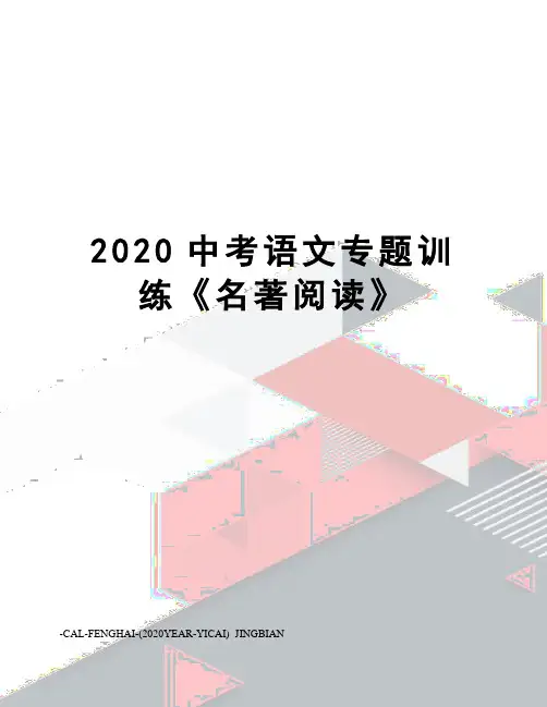2020中考语文专题训练《名著阅读》
