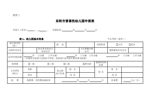 普惠性民办幼儿园申报表.doc