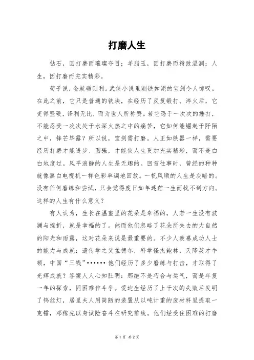 打磨人生_初一作文