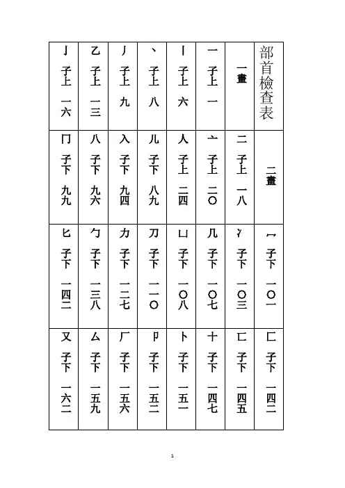 扫叶山房四体大字典部首部检查表及难字表