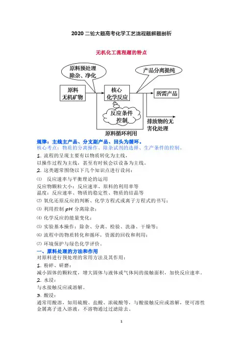 二轮大题高考化学工艺流程题解题剖析