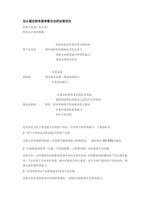 怎么通过财务报表看企业的运营状况