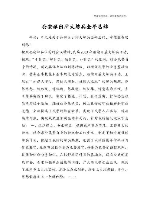 公安派出所大练兵全年总结