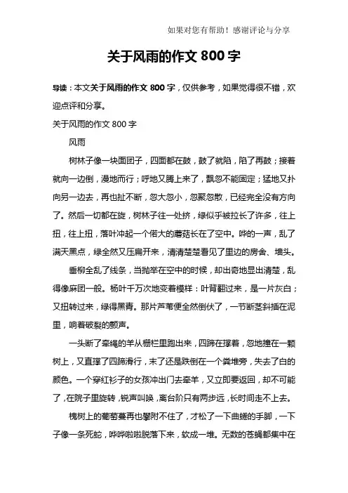 关于风雨的作文800字