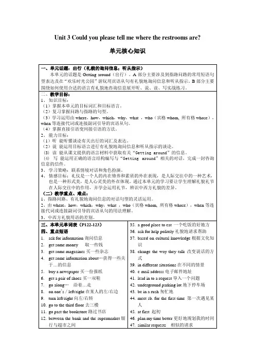 何霜Unit3Couldyoupleasetellmewheretherestroomsare单元知识结构图