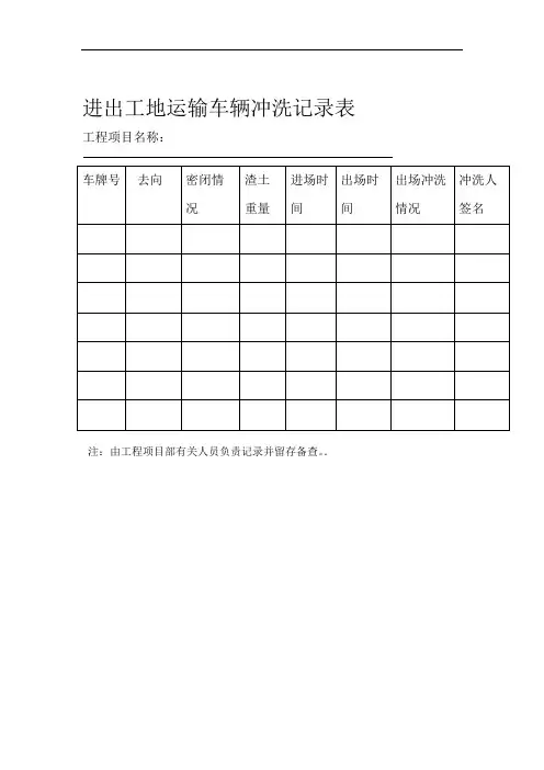 进出工地运输车辆冲洗记录表