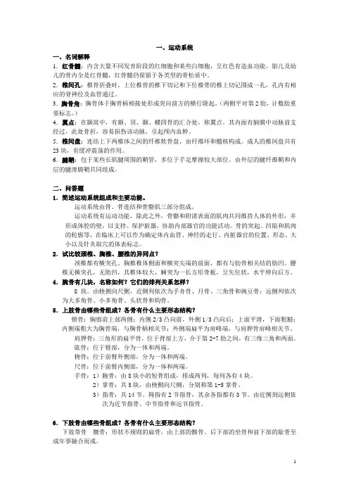 《正常人体解剖学》练习题――五年制