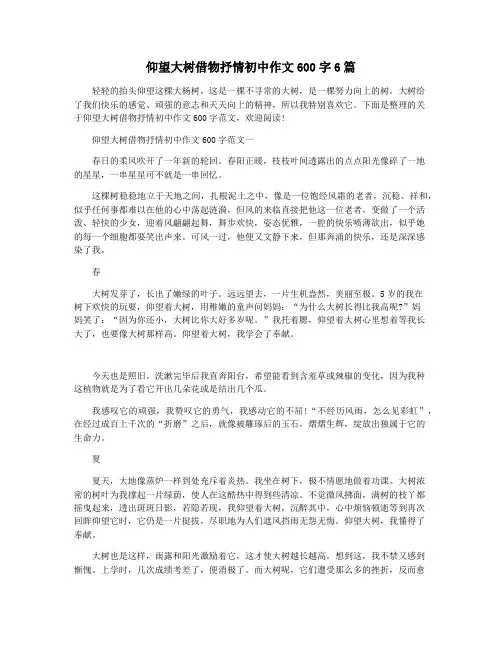 仰望大树借物抒情初中作文600字6篇