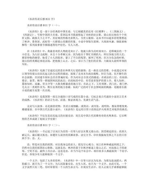 水浒传读后感800字12篇