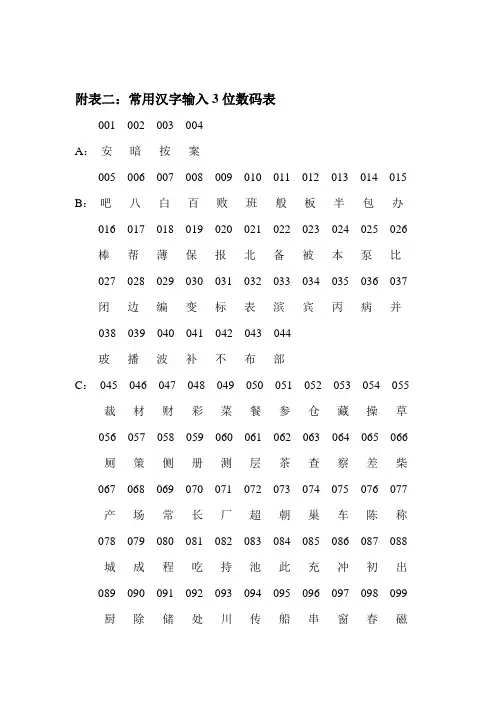 汉字编码表