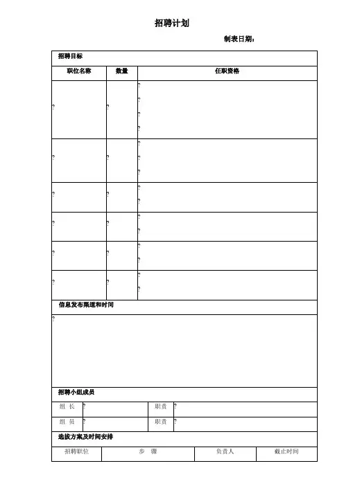 华为招聘计划表