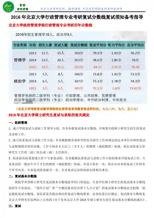 2016年北大行管考研复试联系导师方式复试辅导课程保过班