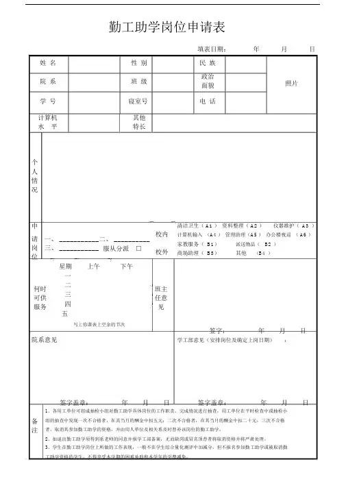 勤工助学岗位申请表.doc