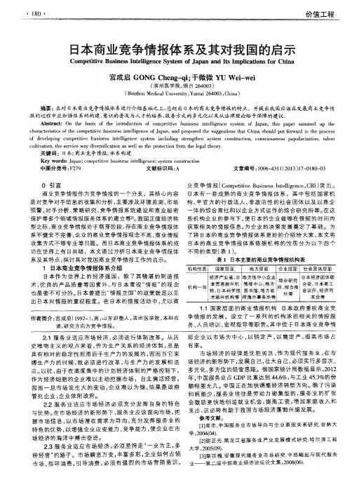 日本商业竞争情报体系及其对我国的启示