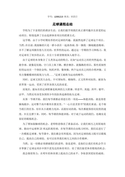 足球课程总结