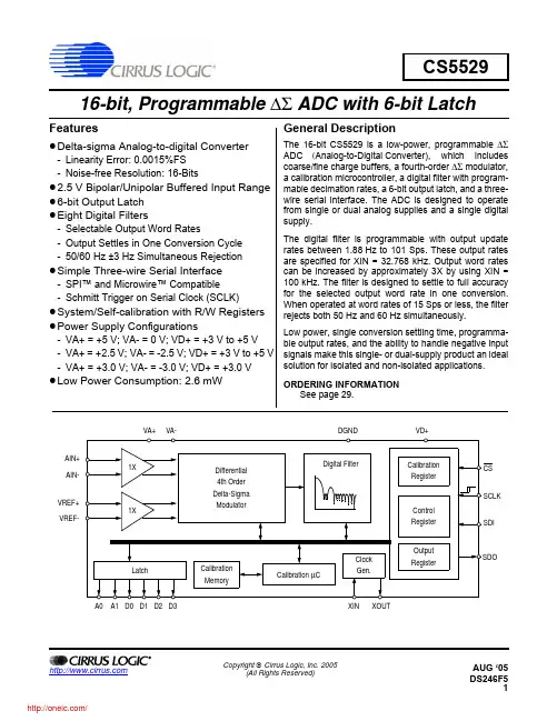 CS5529-ASZ;CS5529-ASZR;中文规格书,Datasheet资料