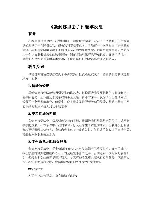 《盐到哪里去了》教学反思