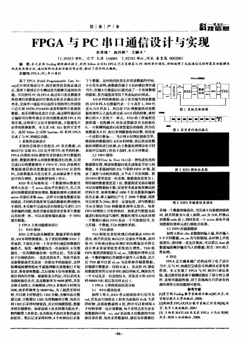 FPGA与PC串口通信设计与实现