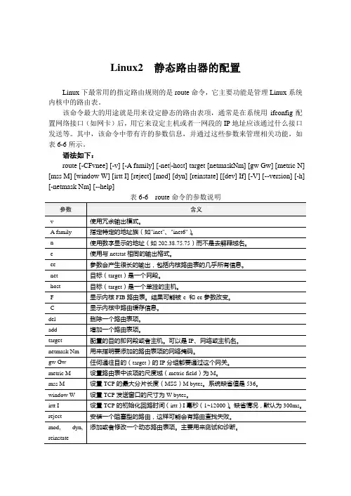 Linux2  静态路由器的配置