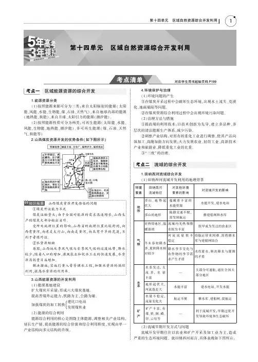 2019版高考地理一轮复习(课标1卷B版)教师用书：第十四单元 区域自然资源综合开发利用PDF版含答案