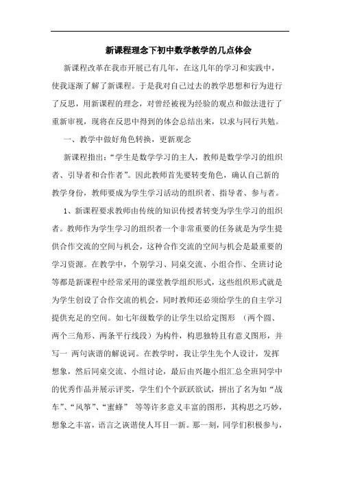 新课程理念下初中数学教学几点体会