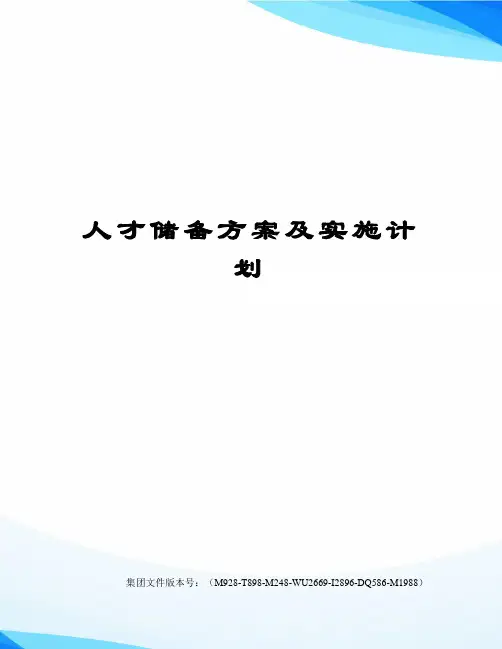人才储备方案及实施计划