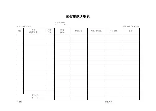 韩洋洋童装应付账款明细表