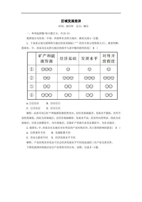 2021年高中地理第一章区域地理环境与人类活动3区域发展差异课后作业含解析湘教版必修3