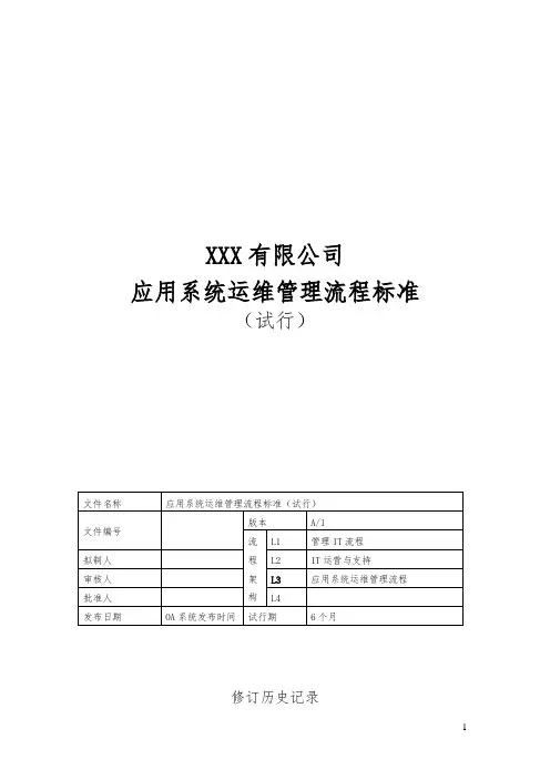 应用系统运维管理流程标准