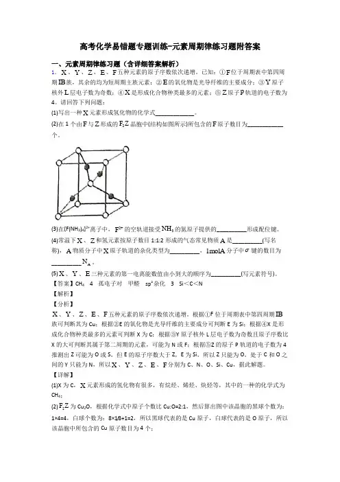 高考化学易错题专题训练-元素周期律练习题附答案
