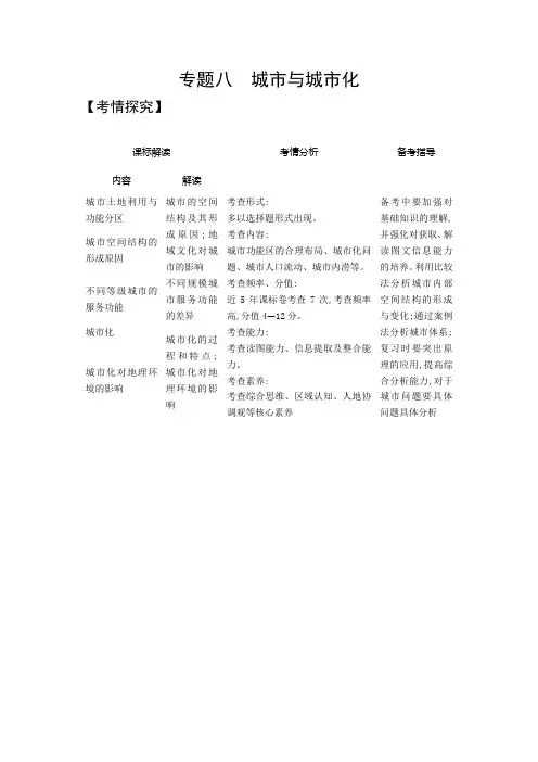 2021年广东高考地理复习练习讲义：专题八 城市与城市化