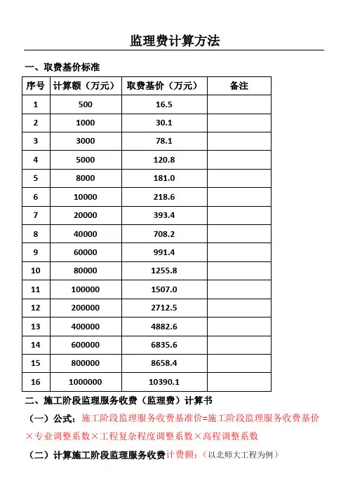 监理费计算方法 3
