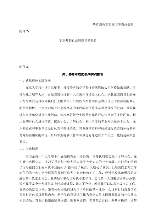 寒假社会实践活动报告