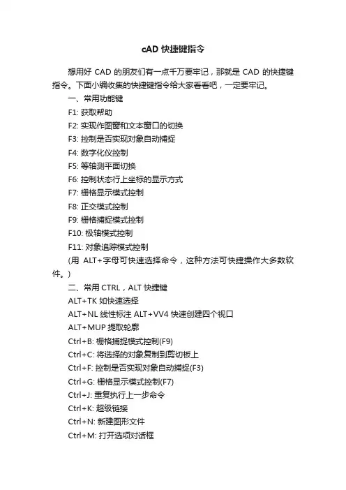 cAD快捷键指令