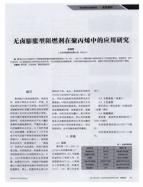 无卤膨胀型阻燃剂在聚丙烯中的应用研究
