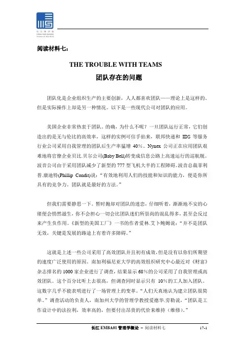 团队存在的问题