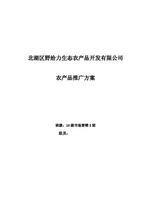 农产品推广方案