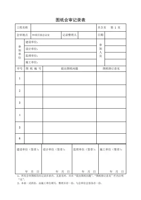图纸会审记录表模板