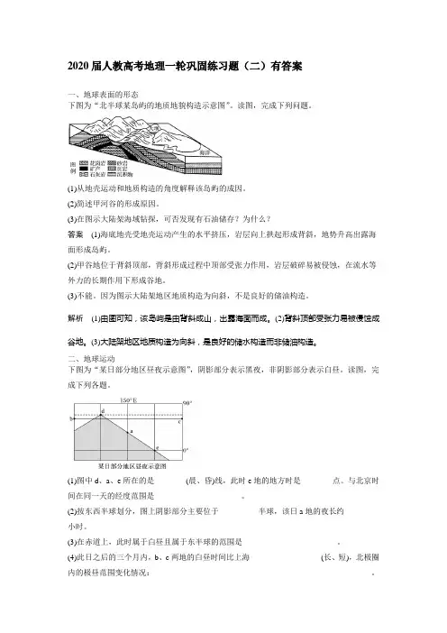 2020届人教高考地理一轮巩固练习题(二)有答案
