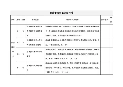 路政管理检查评分标准