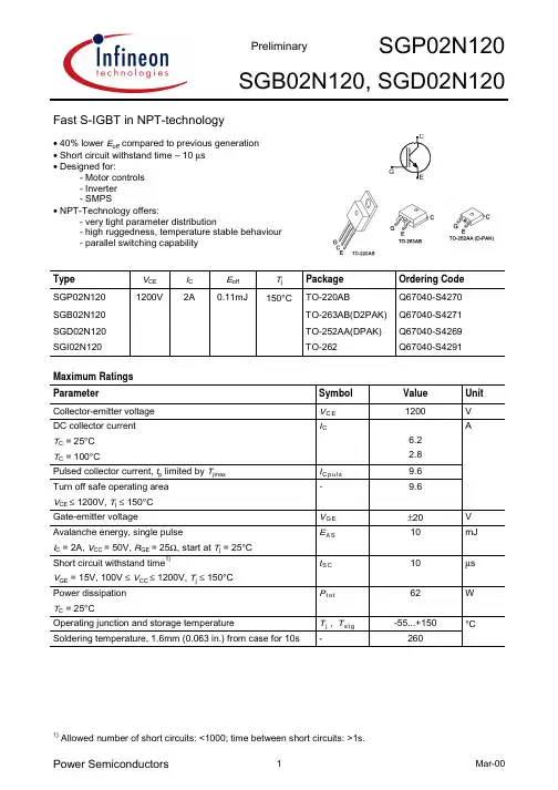 SGP02N120中文资料