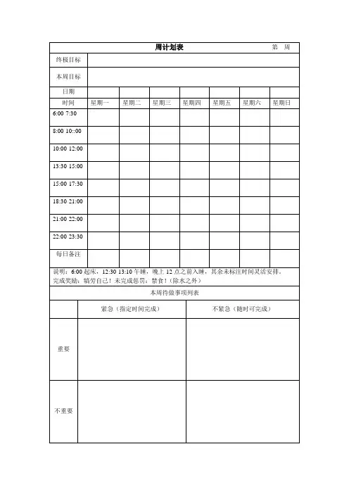 周计划表