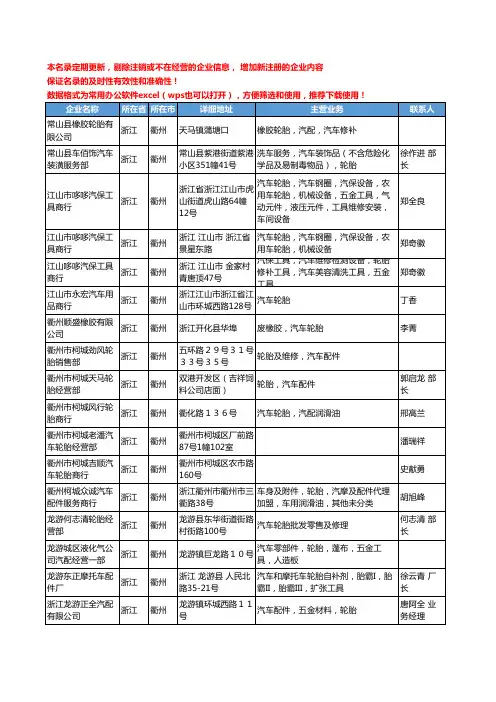 2020新版浙江省衢州汽车轮胎工商企业公司名录名单黄页大全23家