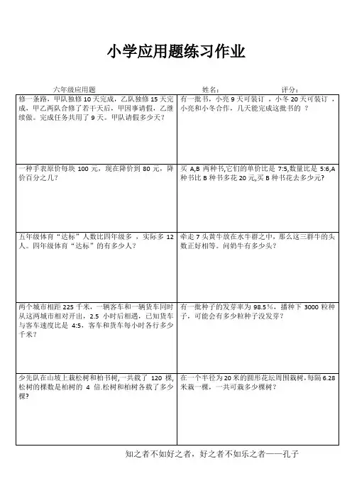 小学六年级数学自我提高训练系列IV (47)