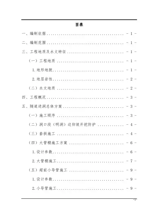 隧道进洞方案